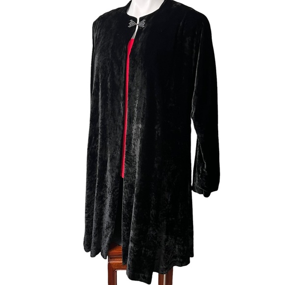 Eskandar BLACK Velvet Medium Weight Persian A-line Coat, Sz 4 - Picture 5 of 12